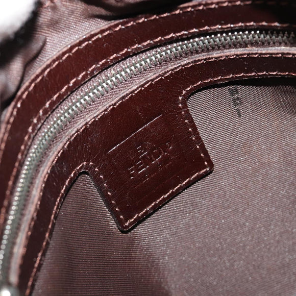 FENDI Zucca Canvas Mamma Baguette Shoulder Bag Black Brown Auth 186886V