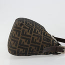 FENDI Zucca Canvas Mamma Baguette Shoulder Bag Black Brown Auth 186886V-3