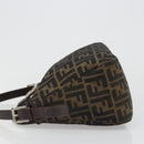 FENDI Zucca Canvas Mamma Baguette Shoulder Bag Black Brown Auth 186886V-4