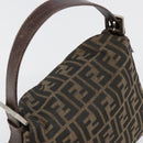 FENDI Zucca Canvas Mamma Baguette Shoulder Bag Black Brown Auth 186886V-6