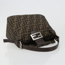 FENDI Zucca Canvas Mamma Baguette Shoulder Bag Black Brown Auth 186886V-7