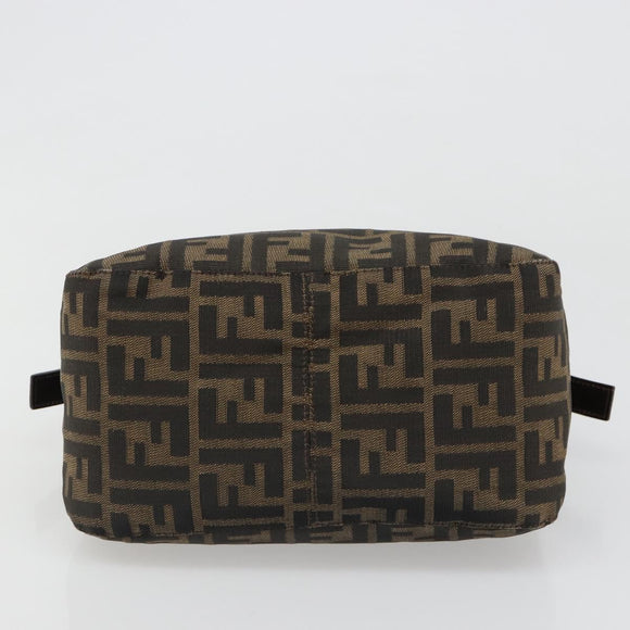 FENDI Zucca Canvas Mamma Baguette Shoulder Bag Black Brown Auth 186886V