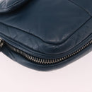PRADA Chain Shoulder Bag Leather Blue Silver Auth 186890V-14