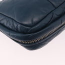 PRADA Chain Shoulder Bag Leather Blue Silver Auth 186890V-16