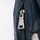 PRADA Chain Shoulder Bag Leather Blue Silver Auth 186890V-18
