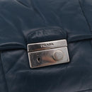 PRADA Chain Shoulder Bag Leather Blue Silver Auth 186890V-19