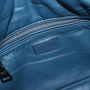 PRADA Chain Shoulder Bag Leather Blue Silver Auth 186890V-21