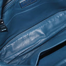 PRADA Chain Shoulder Bag Leather Blue Silver Auth 186890V-9
