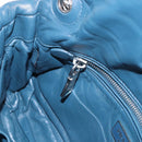 PRADA Chain Shoulder Bag Leather Blue Silver Auth 186890V-24
