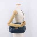 PRADA Chain Shoulder Bag Leather Blue Silver Auth 186890V-27
