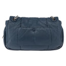 PRADA Chain Shoulder Bag Leather Blue Silver Auth 186890V-2