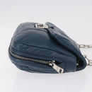 PRADA Chain Shoulder Bag Leather Blue Silver Auth 186890V-3