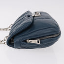 PRADA Chain Shoulder Bag Leather Blue Silver Auth 186890V-4