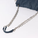 PRADA Chain Shoulder Bag Leather Blue Silver Auth 186890V-7