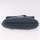 PRADA Chain Shoulder Bag Leather Blue Silver Auth 186890V-5