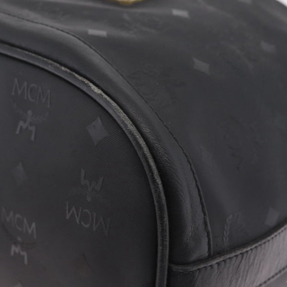 MCM Vicetos Logogram Shoulder Bag PVC Black Gold Auth 186891