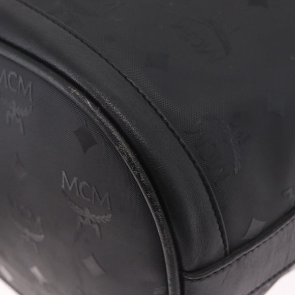 MCM Vicetos Logogram Shoulder Bag PVC Black Gold Auth 186891
