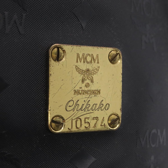 MCM Vicetos Logogram Shoulder Bag PVC Black Gold Auth 186891