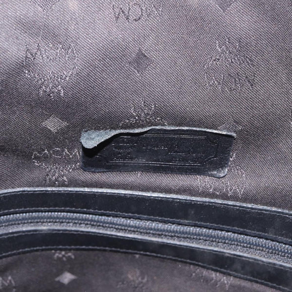 MCM Vicetos Logogram Shoulder Bag PVC Black Gold Auth 186891