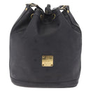 MCM Vicetos Logogram Shoulder Bag PVC Black Gold Auth 186891-2
