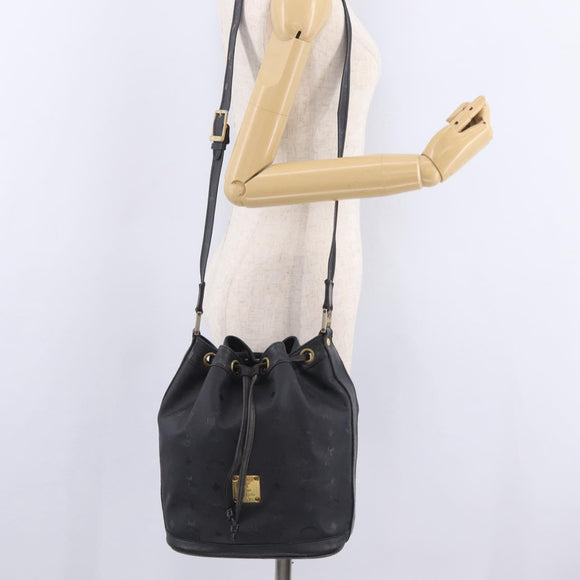 MCM Vicetos Logogram Shoulder Bag PVC Black Gold Auth 186891
