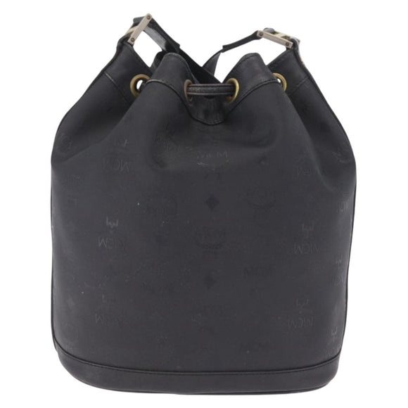 MCM Vicetos Logogram Shoulder Bag PVC Black Gold Auth 186891