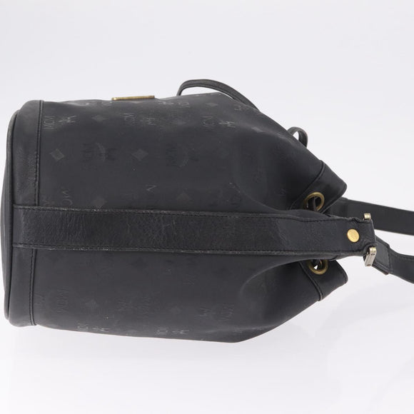 MCM Vicetos Logogram Shoulder Bag PVC Black Gold Auth 186891