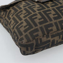FENDI Zucca Canvas Shoulder Bag Black Brown Auth 186892V-14