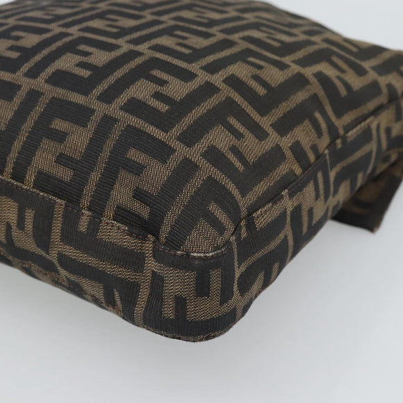 FENDI Zucca Canvas Shoulder Bag Black Brown Auth 186892V