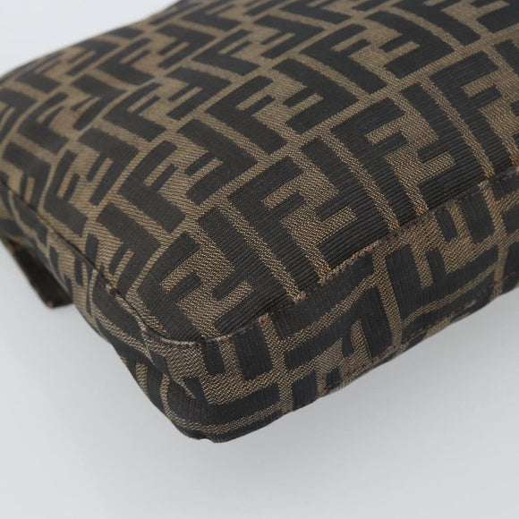FENDI Zucca Canvas Shoulder Bag Black Brown Auth 186892V
