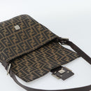 FENDI Zucca Canvas Shoulder Bag Black Brown Auth 186892V-10