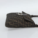 FENDI Zucca Canvas Shoulder Bag Black Brown Auth 186892V-4