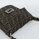 FENDI Zucca Canvas Shoulder Bag Black Brown Auth 186892V-6