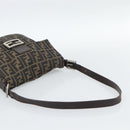 FENDI Zucca Canvas Shoulder Bag Black Brown Auth 186892V-7