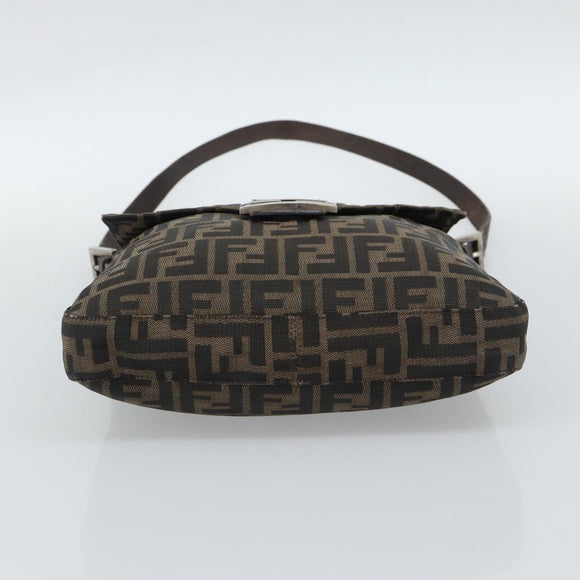 FENDI Zucca Canvas Shoulder Bag Black Brown Auth 186892V