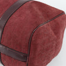 Christian Dior Trotter Canvas Boston Bag Suède Rood Goud Auth 186895-15