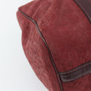 Christian Dior Trotter Canvas Boston Bag Suède Rood Goud Auth 186895-16