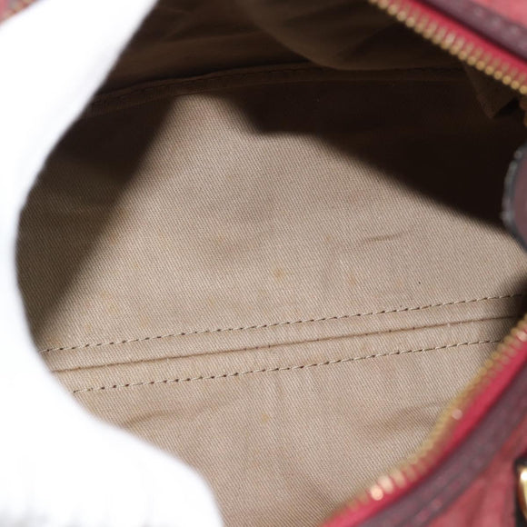 Christian Dior Trotter Canvas Boston Bag Suède Rood Goud Auth 186895
