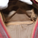 Christian Dior Trotter Canvas Boston Bag Suède Rood Goud Auth 186895-17