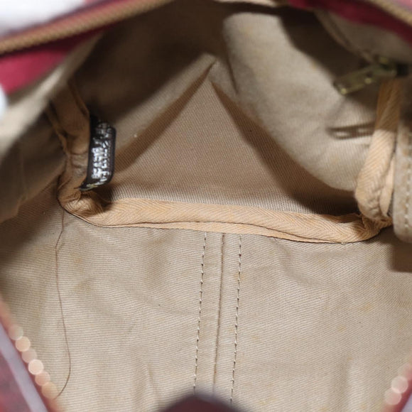 Christian Dior Trotter Canvas Boston Bag Suède Rood Goud Auth 186895