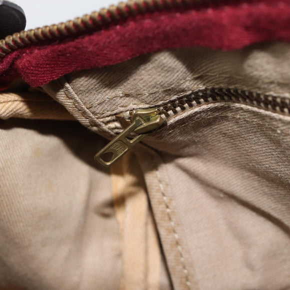 Christian Dior Trotter Canvas Boston Bag Suède Rood Goud Auth 186895