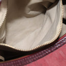 Christian Dior Trotter Canvas Boston Bag Suède Rood Goud Auth 186895-12
