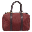 Christian Dior Trotter Canvas Boston Bag Suède Rood Goud Auth 186895-13