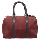 Christian Dior Trotter Canvas Boston Bag Suède Rood Goud Auth 186895-2
