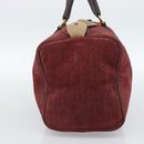 Christian Dior Trotter Canvas Boston Bag Suède Rood Goud Auth 186895-3