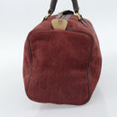 Christian Dior Trotter Canvas Boston Bag Suède Rood Goud Auth 186895-4