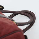 Christian Dior Trotter Canvas Boston Bag Suède Rood Goud Auth 186895-8