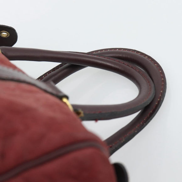 Christian Dior Trotter Canvas Boston Bag Suède Rood Goud Auth 186895