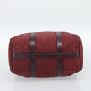 Christian Dior Trotter Canvas Boston Bag Suède Rood Goud Auth 186895-5