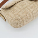 FENDI Zucca Canvas Mamma Baguette Shoulder Bag Felt Beige Silver Auth 186896SAM-11